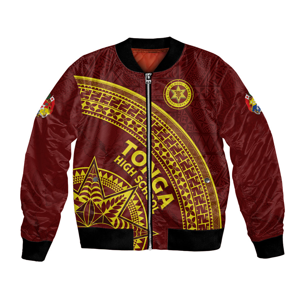 Tonga High School Bomber Jacket THS Anniversary Ngatu Motif