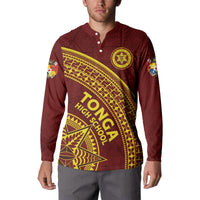 Tonga High School Button Sweatshirt THS Anniversary Ngatu Motif LT7 - Polynesian Pride