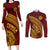 Tonga High School Couples Matching Long Sleeve Bodycon Dress and Long Sleeve Button Shirt THS Anniversary Ngatu Motif