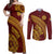 Tonga High School Couples Matching Off Shoulder Maxi Dress and Long Sleeve Button Shirt THS Anniversary Ngatu Motif