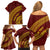 Tonga High School Family Matching Off Shoulder Short Dress and Hawaiian Shirt THS Anniversary Ngatu Motif