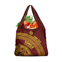 Tonga High School Grocery Bag THS Anniversary Ngatu Motif LT7 1-pack One Size Maroon - Polynesian Pride