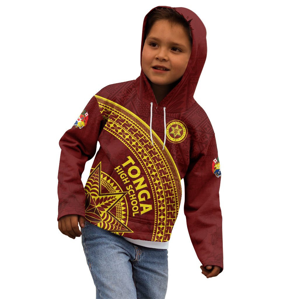 Tonga High School Kid Hoodie THS Anniversary Ngatu Motif LT7 - Polynesian Pride