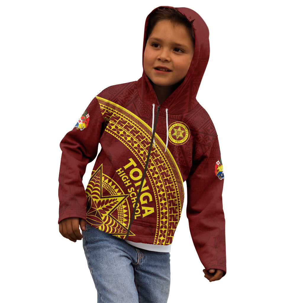 Tonga High School Kid Hoodie THS Anniversary Ngatu Motif LT7 - Polynesian Pride