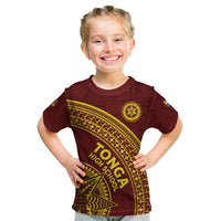 Tonga High School Kid T Shirt THS Anniversary Ngatu Motif LT7 Maroon - Polynesian Pride