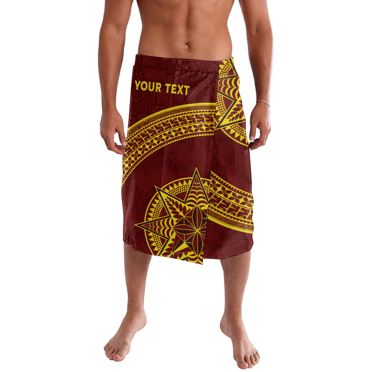 Tonga High School Lavalava THS Anniversary Ngatu Motif LT7 Maroon - Polynesian Pride