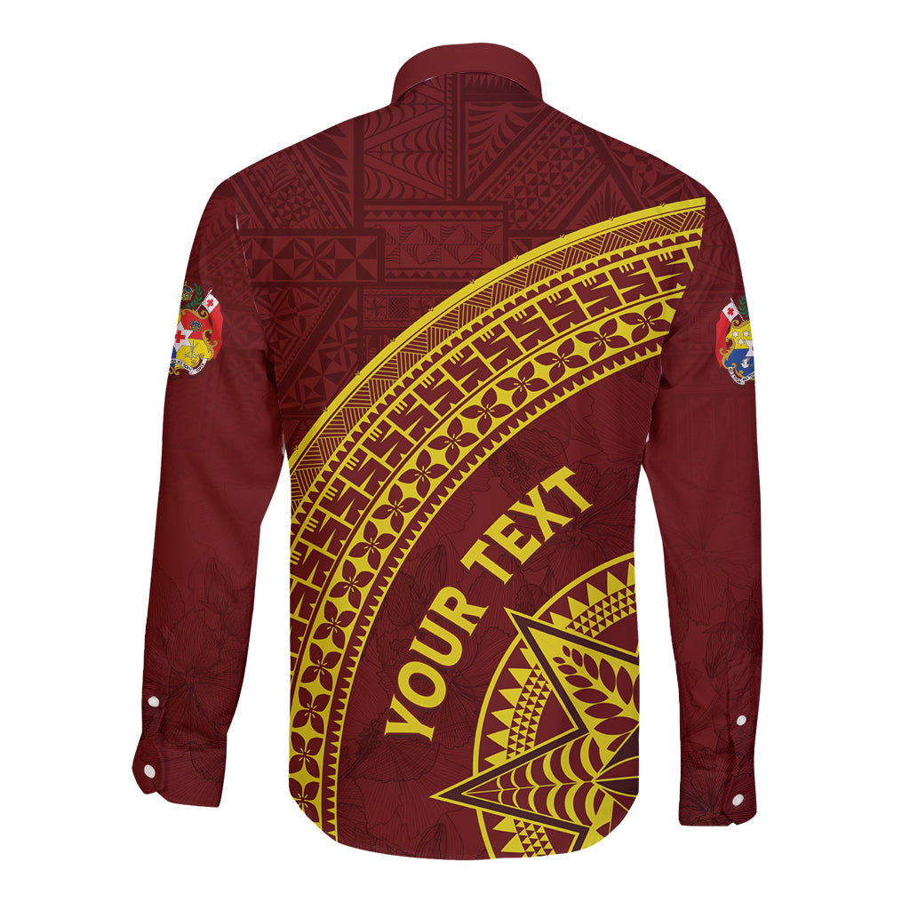 Tonga High School Long Sleeve Button Shirt THS Anniversary Ngatu Motif LT7 - Polynesian Pride