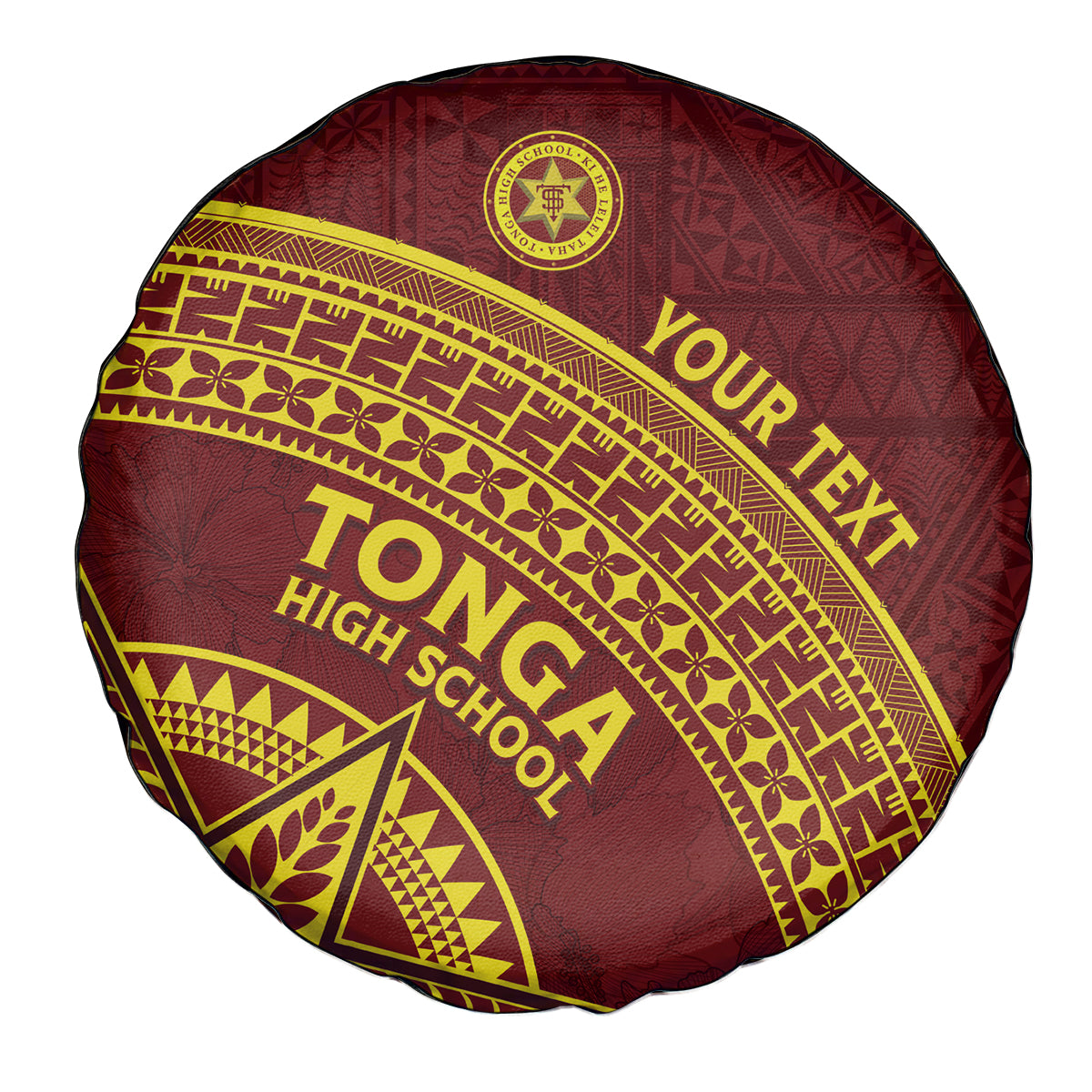 Tonga High School Spare Tire Cover THS Anniversary Ngatu Motif LT7 - Polynesian Pride
