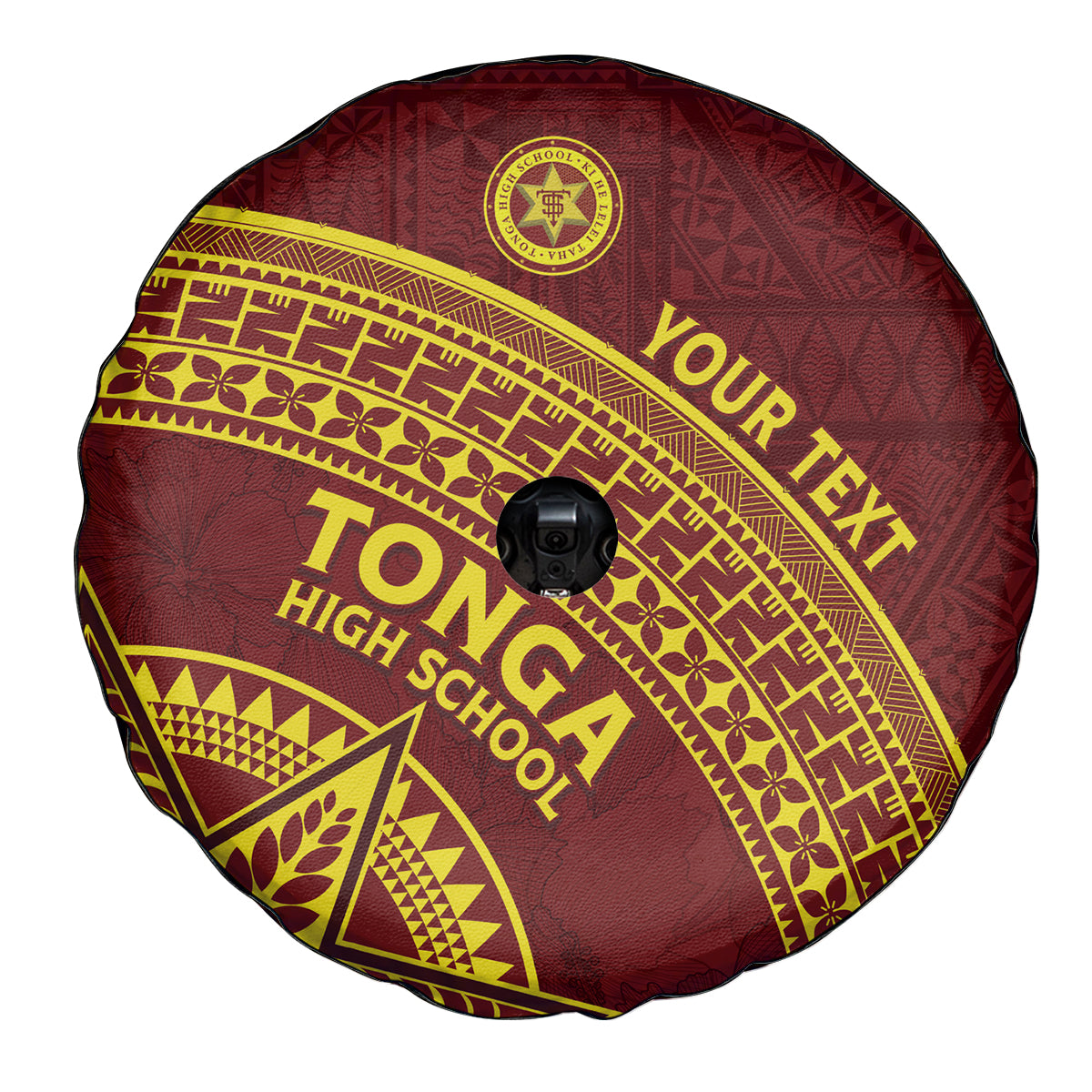 Tonga High School Spare Tire Cover THS Anniversary Ngatu Motif LT7 - Polynesian Pride