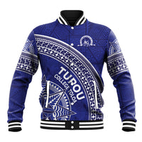 Tupou College Toloa Baseball Jacket Ngatu Tapa Mix Style LT7 Unisex Blue - Polynesian Pride