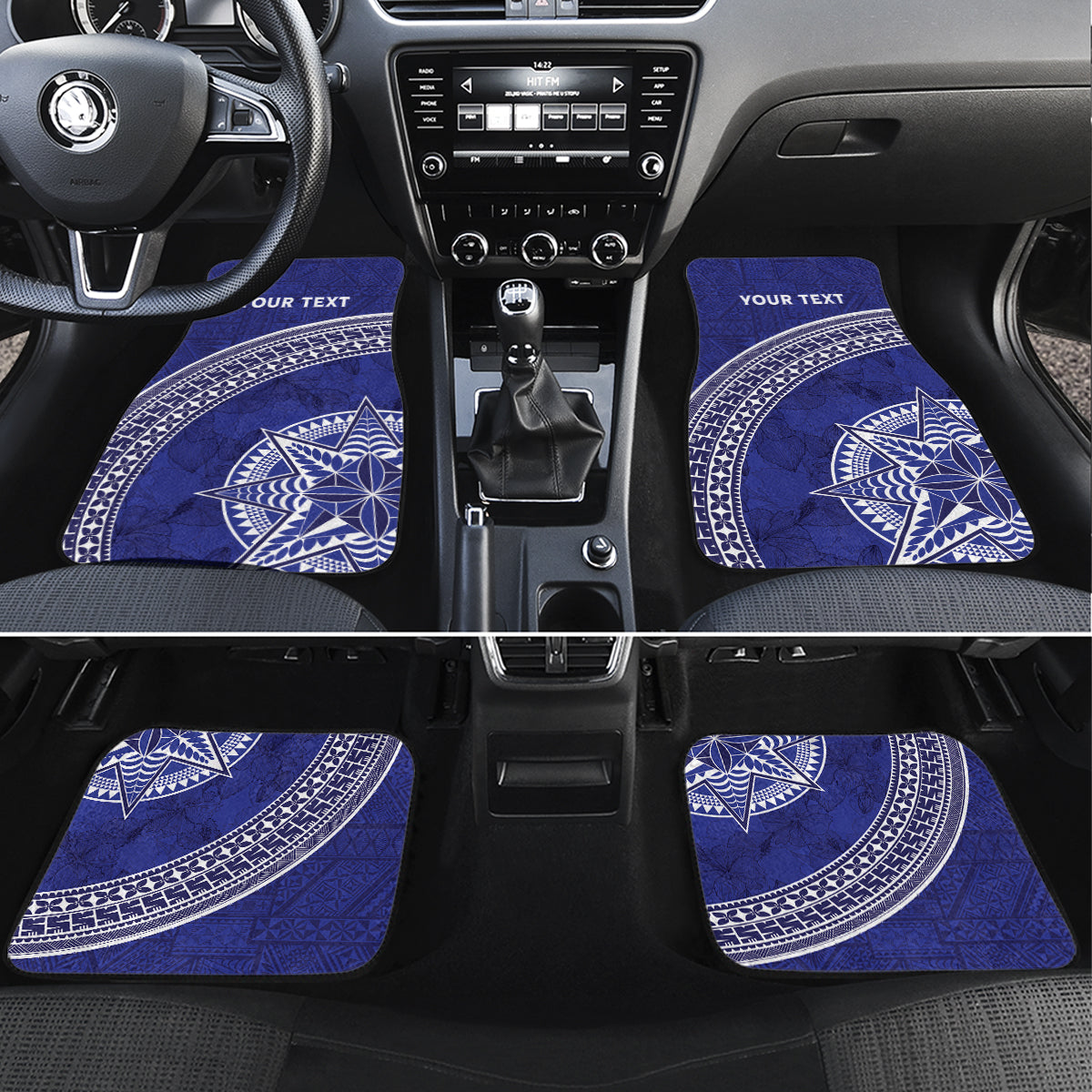 Tupou College Toloa Car Mats Ngatu Tapa Mix Style LT7 Set 4pcs Blue - Polynesian Pride