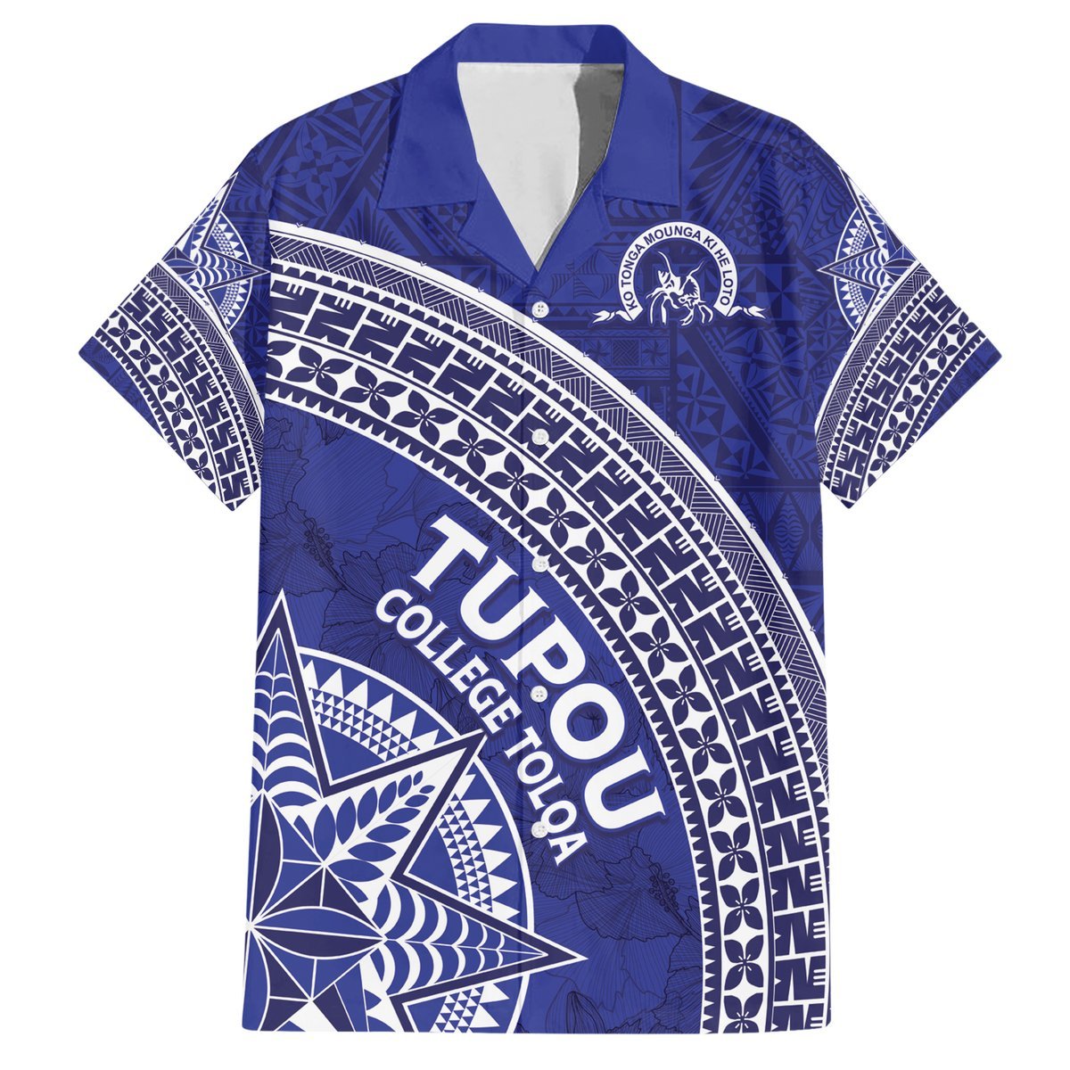 Tupou College Toloa Hawaiian Shirt Ngatu Tapa Mix Style LT7 Blue - Polynesian Pride