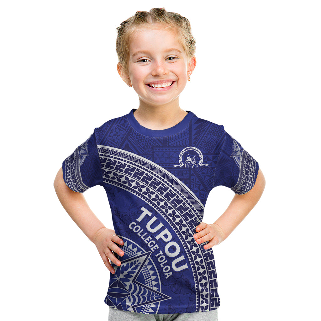 Tupou College Toloa Kid T Shirt Ngatu Tapa Mix Style LT7 Blue - Polynesian Pride