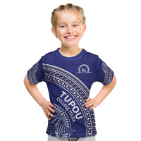 Tupou College Toloa Kid T Shirt Ngatu Tapa Mix Style LT7 Blue - Polynesian Pride