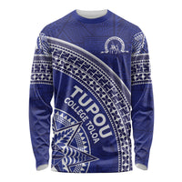 Tupou College Toloa Long Sleeve Shirt Ngatu Tapa Mix Style LT7 Unisex Blue - Polynesian Pride