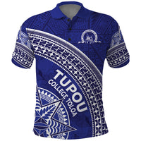 Tupou College Toloa Polo Shirt Ngatu Tapa Mix Style LT7 Blue - Polynesian Pride