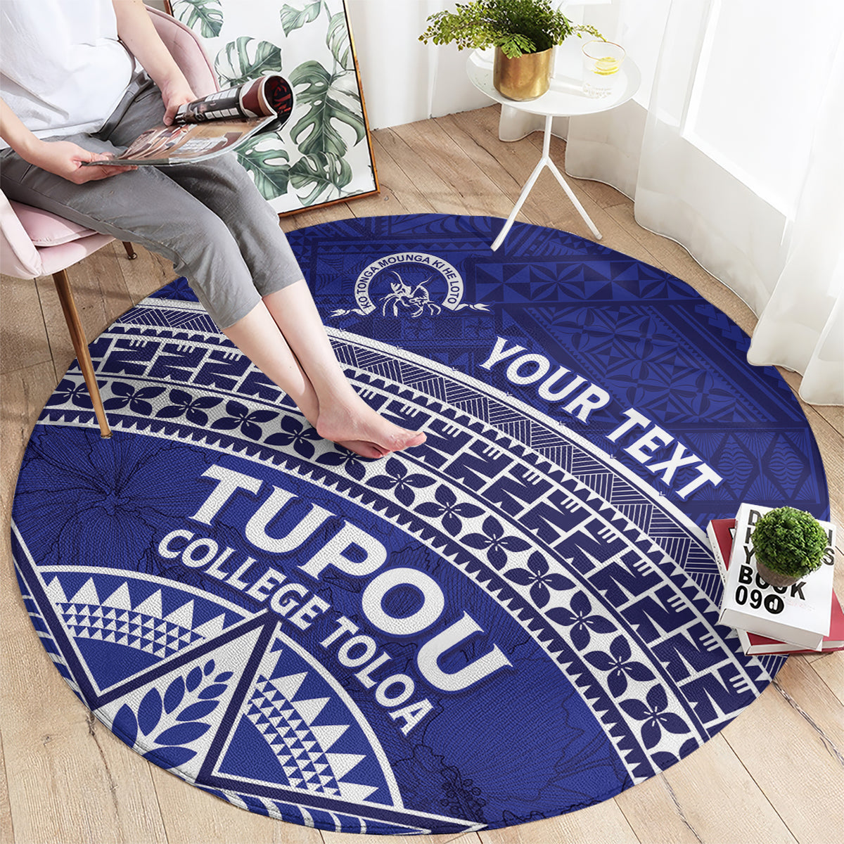 Tupou College Toloa Round Carpet Ngatu Tapa Mix Style LT7 - Polynesian Pride