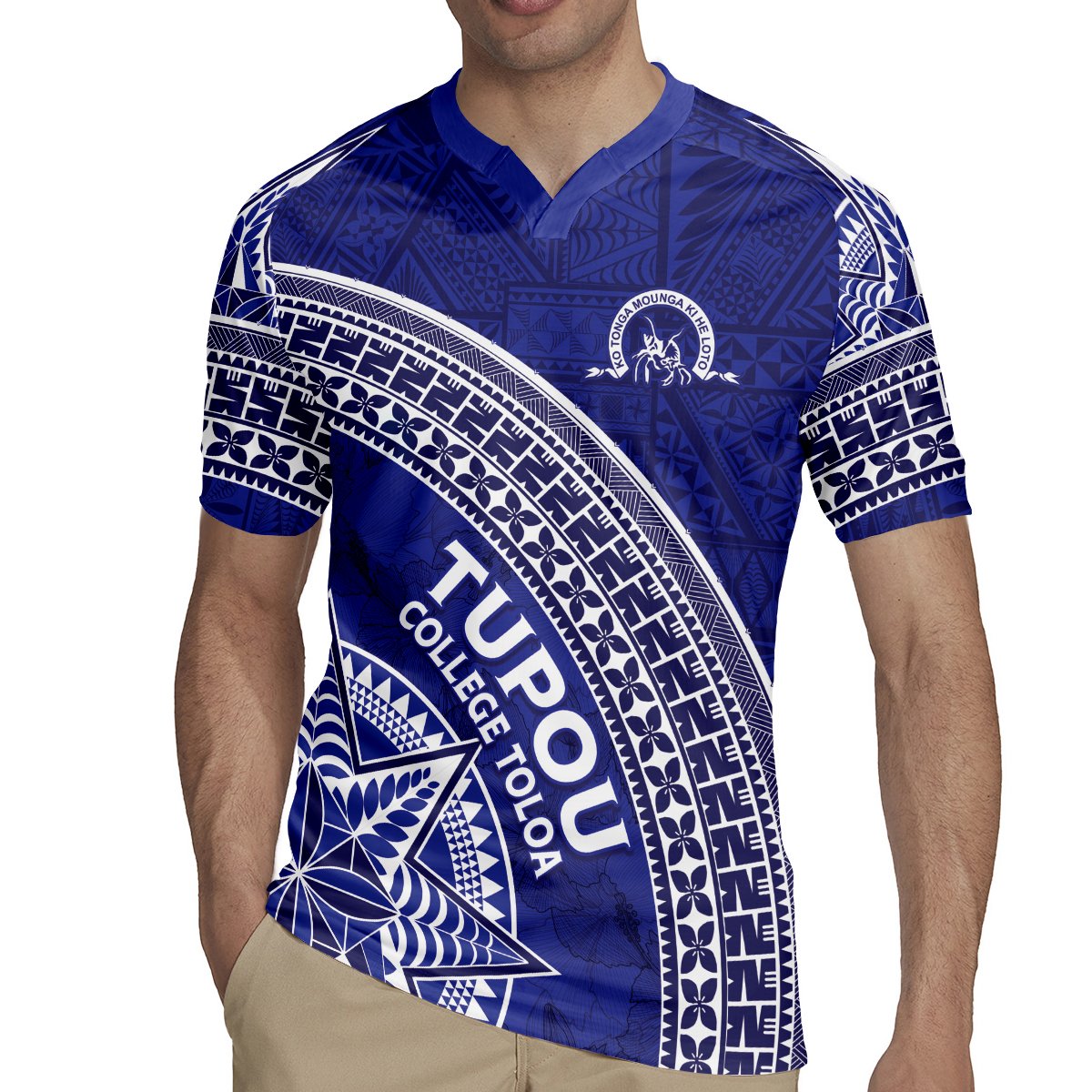Tupou College Toloa Rugby Jersey Ngatu Tapa Mix Style LT7 - Polynesian Pride