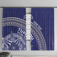 Tupou College Toloa Window Curtain Ngatu Tapa Mix Style LT7 With Hooks Blue - Polynesian Pride