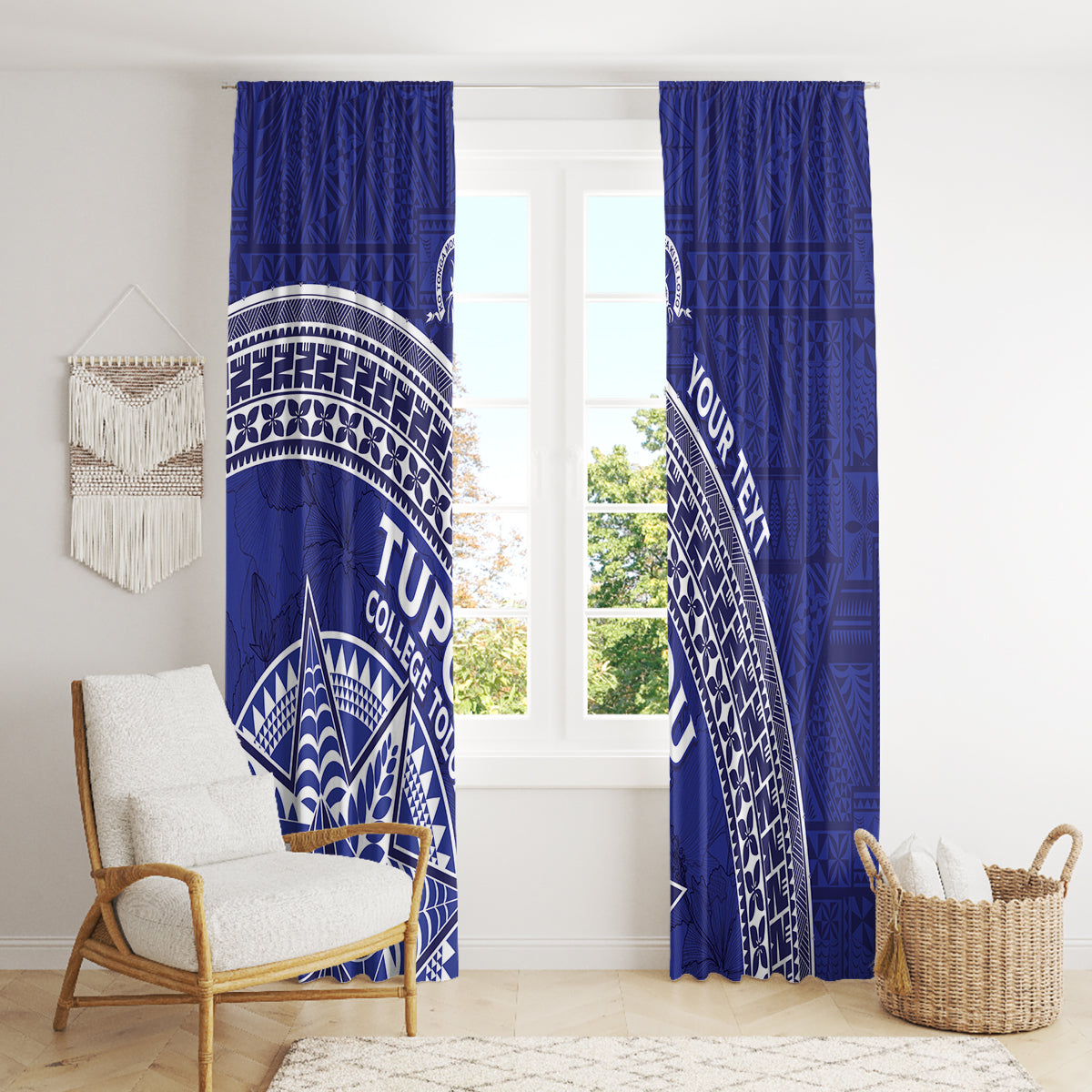 Tupou College Toloa Window Curtain Ngatu Tapa Mix Style LT7 - Polynesian Pride