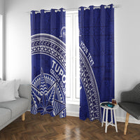Tupou College Toloa Window Curtain Ngatu Tapa Mix Style LT7 With Grommets Blue - Polynesian Pride