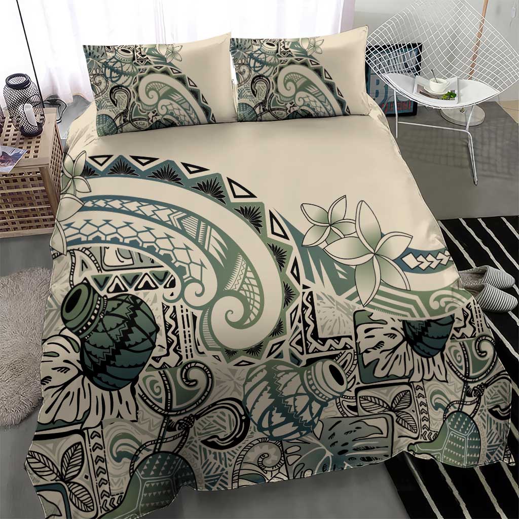Aloha Hawaii Tapa Bedding Set Summer Green Hawaiian Ipu LT7 - Polynesian Pride