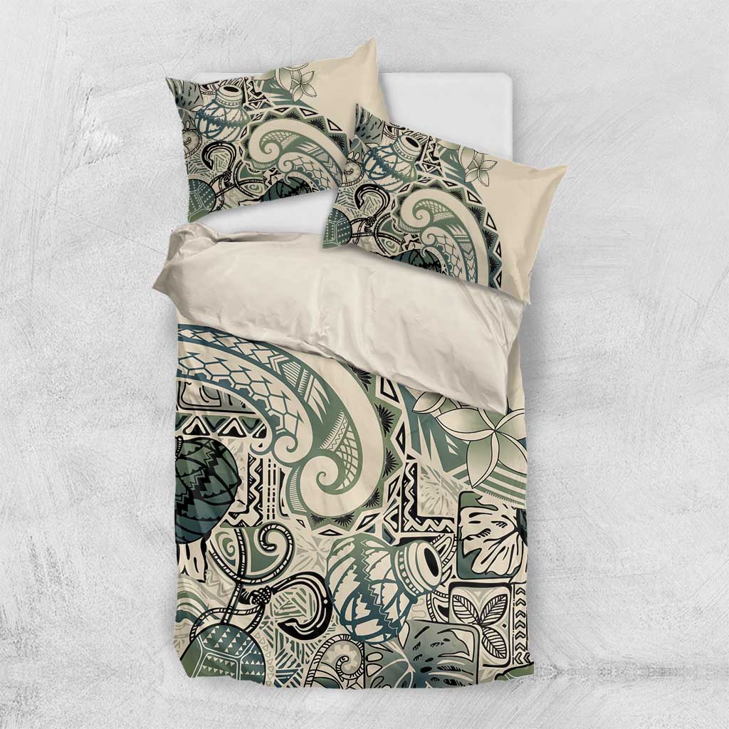 Aloha Hawaii Tapa Bedding Set Summer Green Hawaiian Ipu LT7 US Twin 172cm x 218cm Emerald - Polynesian Pride