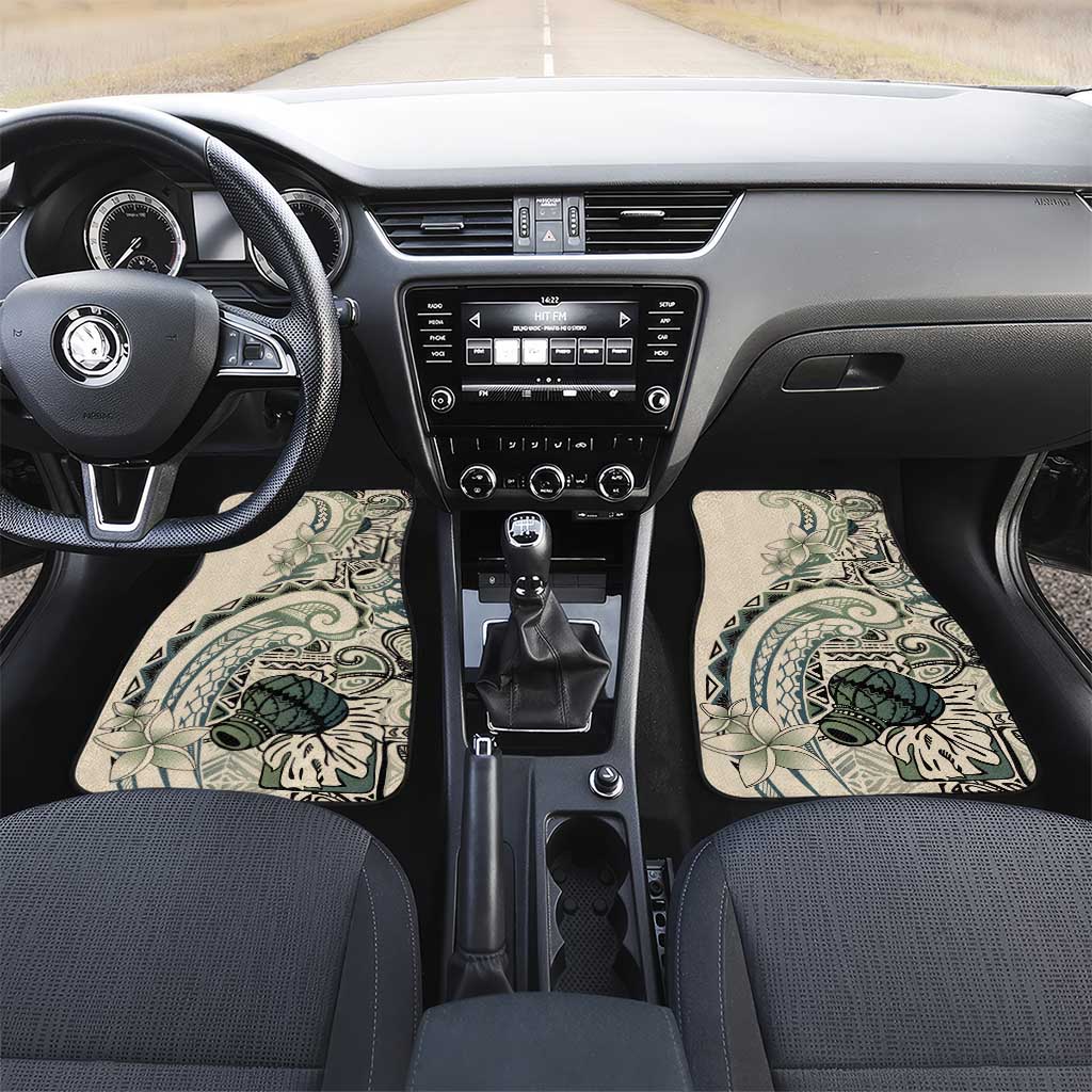 Aloha Hawaii Tapa Car Mats Summer Green Hawaiian Ipu LT7 Set 2pcs - Front Emerald - Polynesian Pride