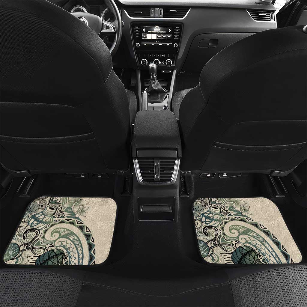 Aloha Hawaii Tapa Car Mats Summer Green Hawaiian Ipu LT7 Set 2pcs - Back Emerald - Polynesian Pride