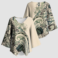 Aloha Hawaii Tapa Kimono Sleeve Blouse Summer Green Hawaiian Ipu LT7 - Polynesian Pride