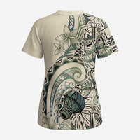 Aloha Hawaii Tapa Scrub Top Summer Green Hawaiian Ipu LT7 - Polynesian Pride