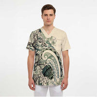Aloha Hawaii Tapa Scrub Top Summer Green Hawaiian Ipu LT7 - Polynesian Pride