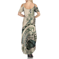 Aloha Hawaii Tapa Summer Maxi Dress Summer Green Hawaiian Ipu LT7 - Polynesian Pride