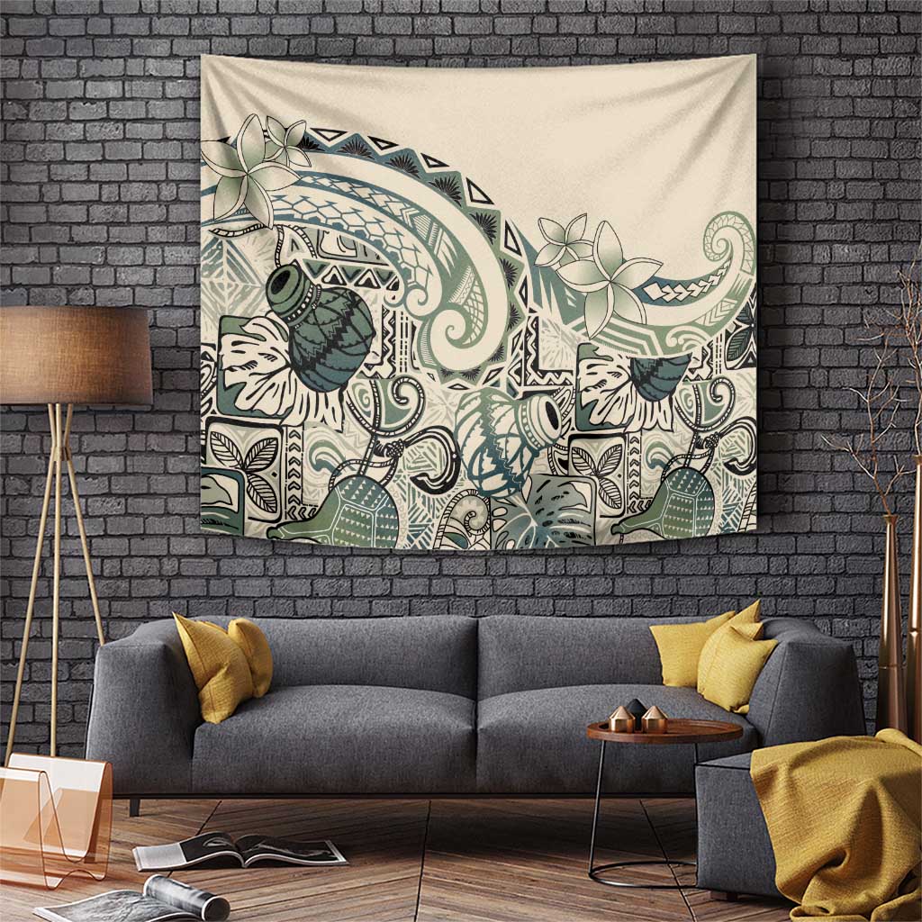 Aloha Hawaii Tapa Tapestry Summer Green Hawaiian Ipu LT7 Emerald - Polynesian Pride