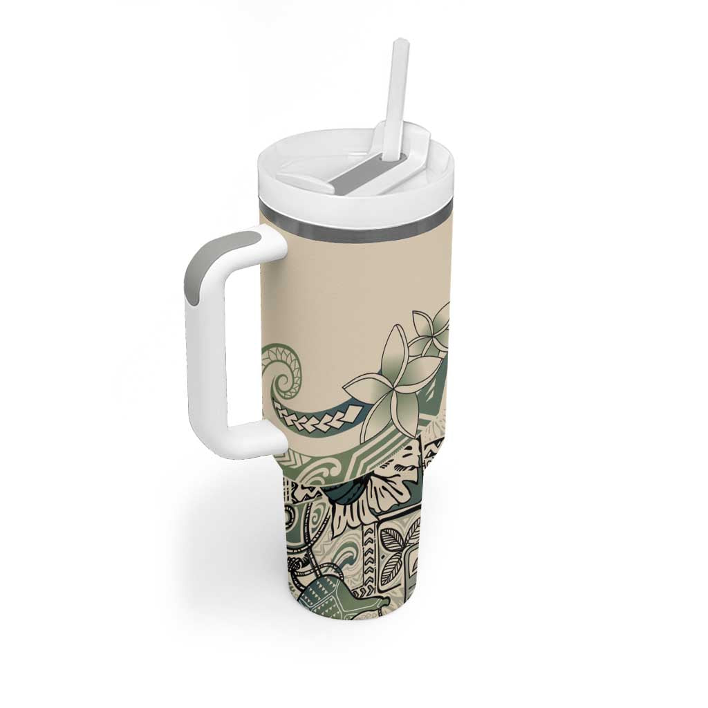 Aloha Hawaii Tapa Tumbler With Handle Summer Green Hawaiian Ipu LT7 - Polynesian Pride
