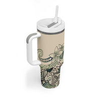Aloha Hawaii Tapa Tumbler With Handle Summer Green Hawaiian Ipu LT7 - Polynesian Pride