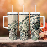 Aloha Hawaii Tapa Tumbler With Handle Summer Green Hawaiian Ipu LT7 - Polynesian Pride