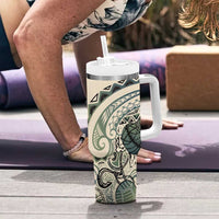 Aloha Hawaii Tapa Tumbler With Handle Summer Green Hawaiian Ipu LT7 - Polynesian Pride
