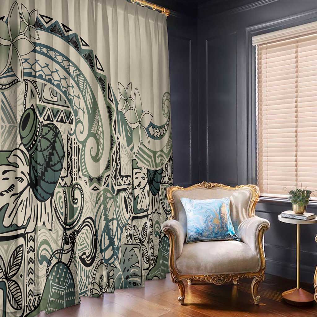 Aloha Hawaii Tapa Window Curtain Summer Green Hawaiian Ipu LT7 - Polynesian Pride
