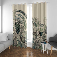 Aloha Hawaii Tapa Window Curtain Summer Green Hawaiian Ipu LT7 With Grommets Emerald - Polynesian Pride