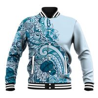 Aloha Hawaii Tapa Baseball Jacket Cool Turquoise Hawaiian Ipu LT7 Unisex Turquoise - Polynesian Pride