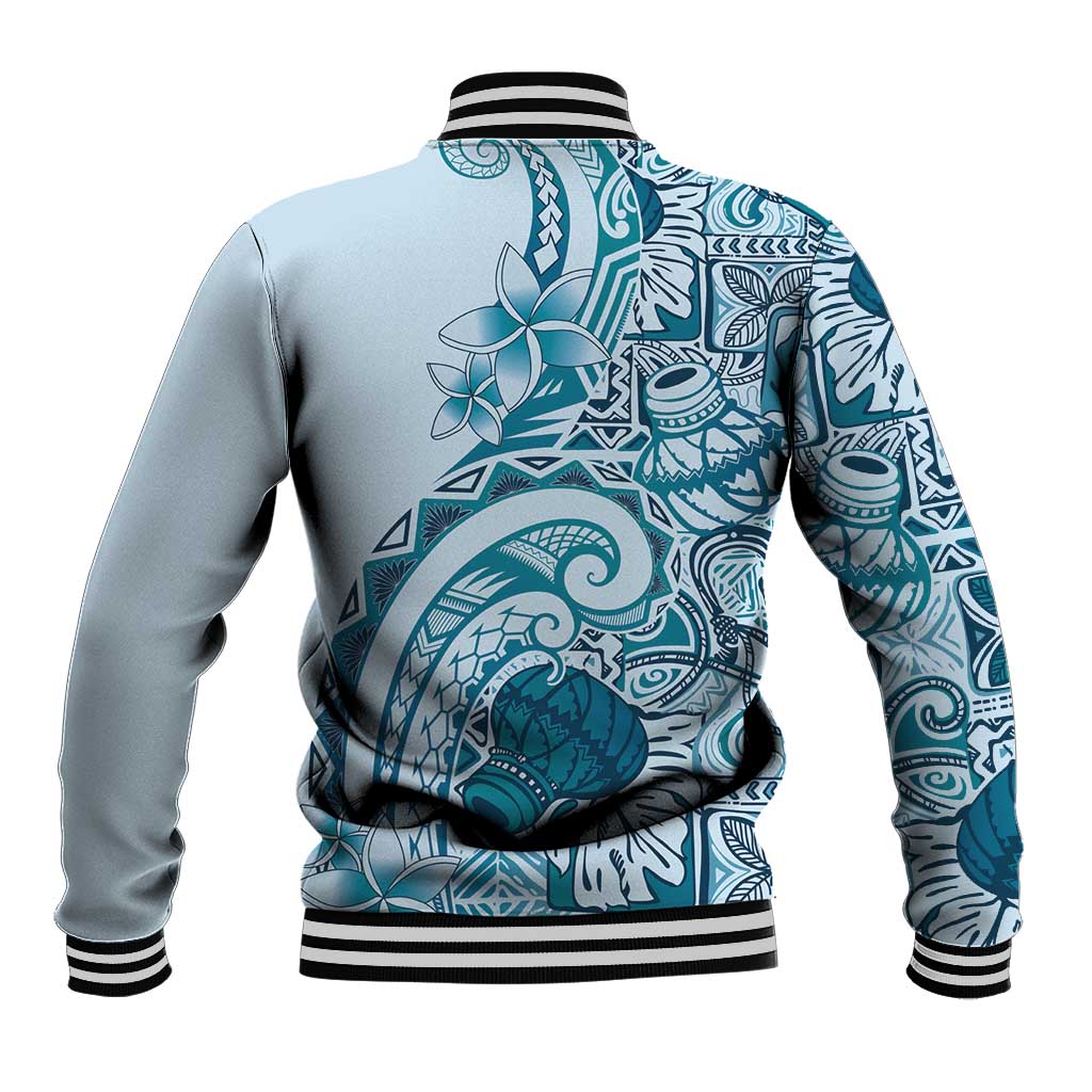 Aloha Hawaii Tapa Baseball Jacket Cool Turquoise Hawaiian Ipu LT7 - Polynesian Pride