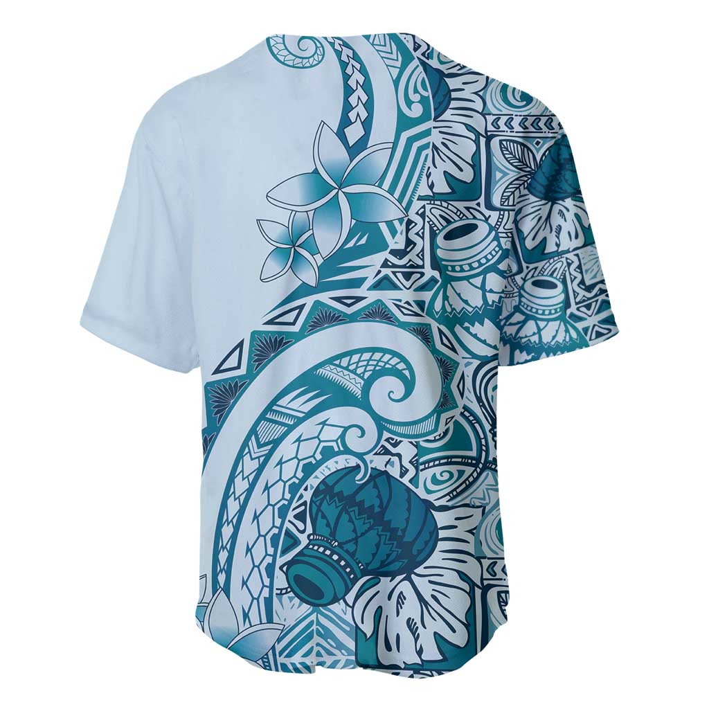 Aloha Hawaii Tapa Baseball Jersey Cool Turquoise Hawaiian Ipu LT7 - Polynesian Pride