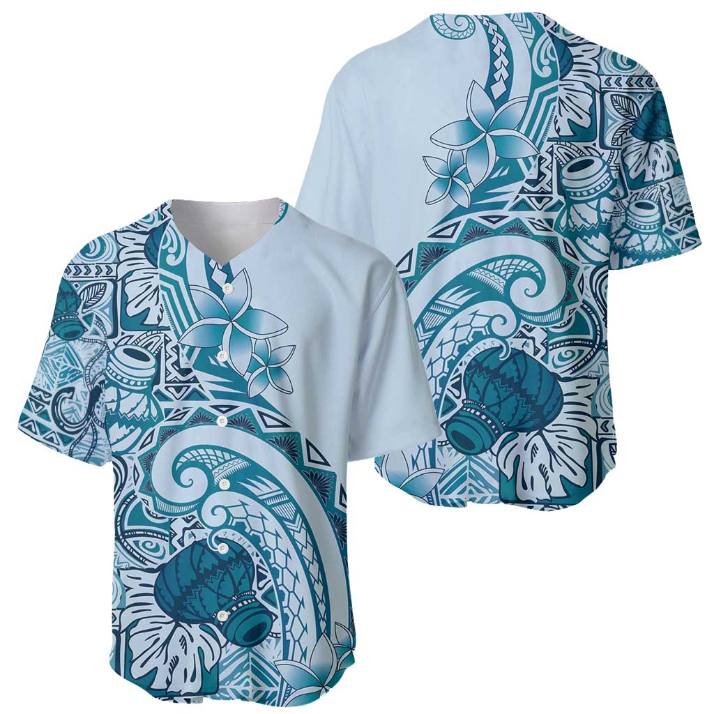 Aloha Hawaii Tapa Baseball Jersey Cool Turquoise Hawaiian Ipu LT7 - Polynesian Pride
