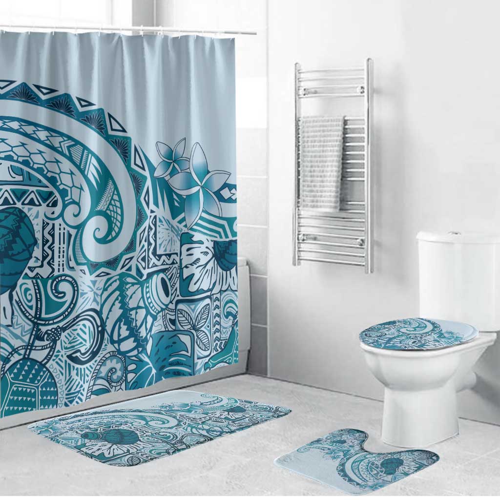 Aloha Hawaii Tapa Bathroom Set Cool Turquoise Hawaiian Ipu LT7 Bathroom Set (4 pcs) Turquoise - Polynesian Pride
