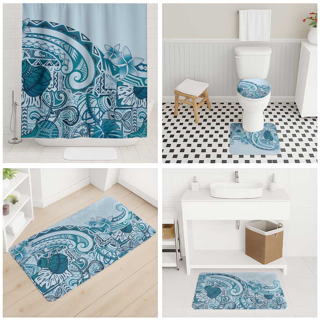 Aloha Hawaii Tapa Bathroom Set Cool Turquoise Hawaiian Ipu LT7 - Polynesian Pride