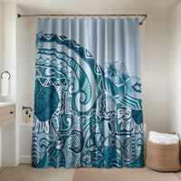 Aloha Hawaii Tapa Bathroom Set Cool Turquoise Hawaiian Ipu LT7 Shower Curtain Only Turquoise - Polynesian Pride
