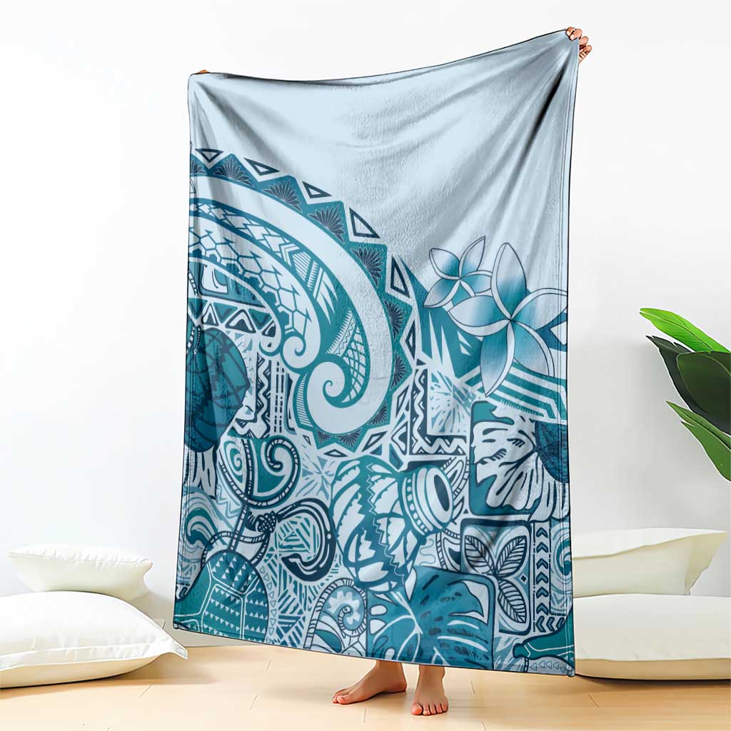Aloha Hawaii Tapa Blanket Cool Turquoise Hawaiian Ipu LT7 - Polynesian Pride