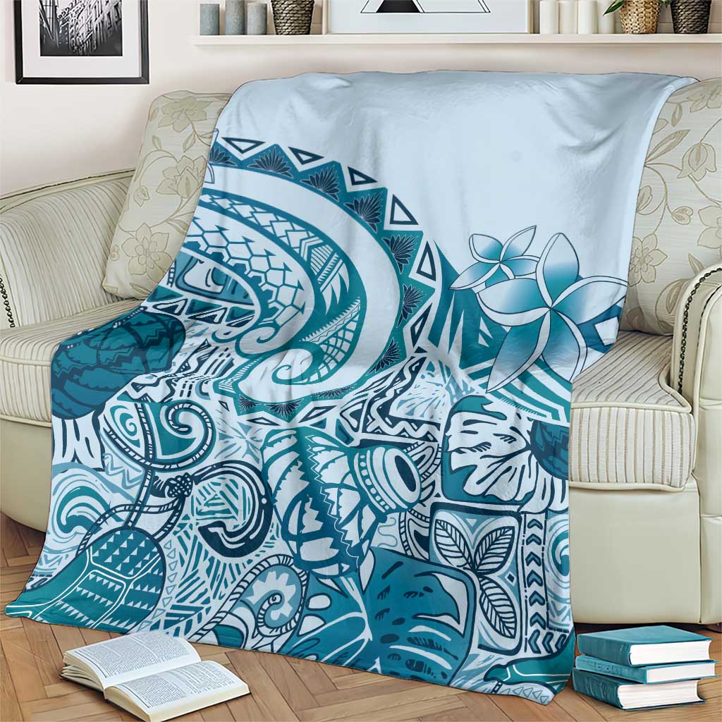 Aloha Hawaii Tapa Blanket Cool Turquoise Hawaiian Ipu LT7 - Polynesian Pride