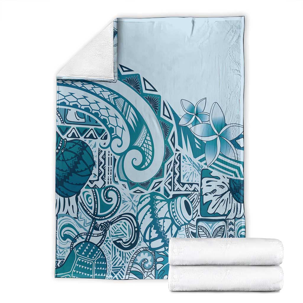 Aloha Hawaii Tapa Blanket Cool Turquoise Hawaiian Ipu LT7 - Polynesian Pride
